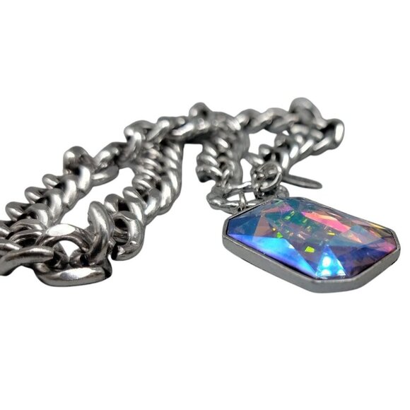 Traci Lynn Crystal Pendant Toggle Necklace Large Chunky Statement Necklace 20" - Picture 13 of 16